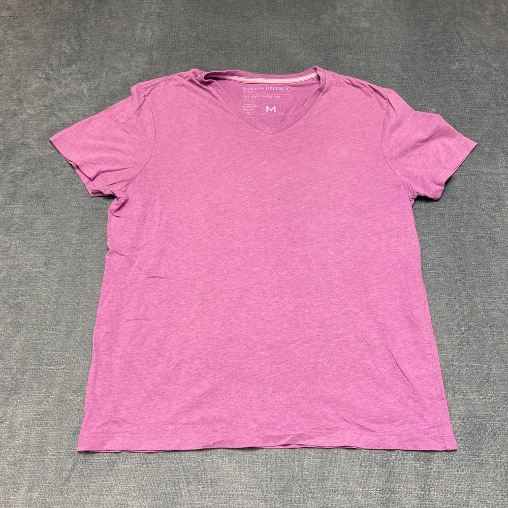 Banana Republic T Shirt Womens Medium Pink Cotton V Neck The Soft Wash Tee